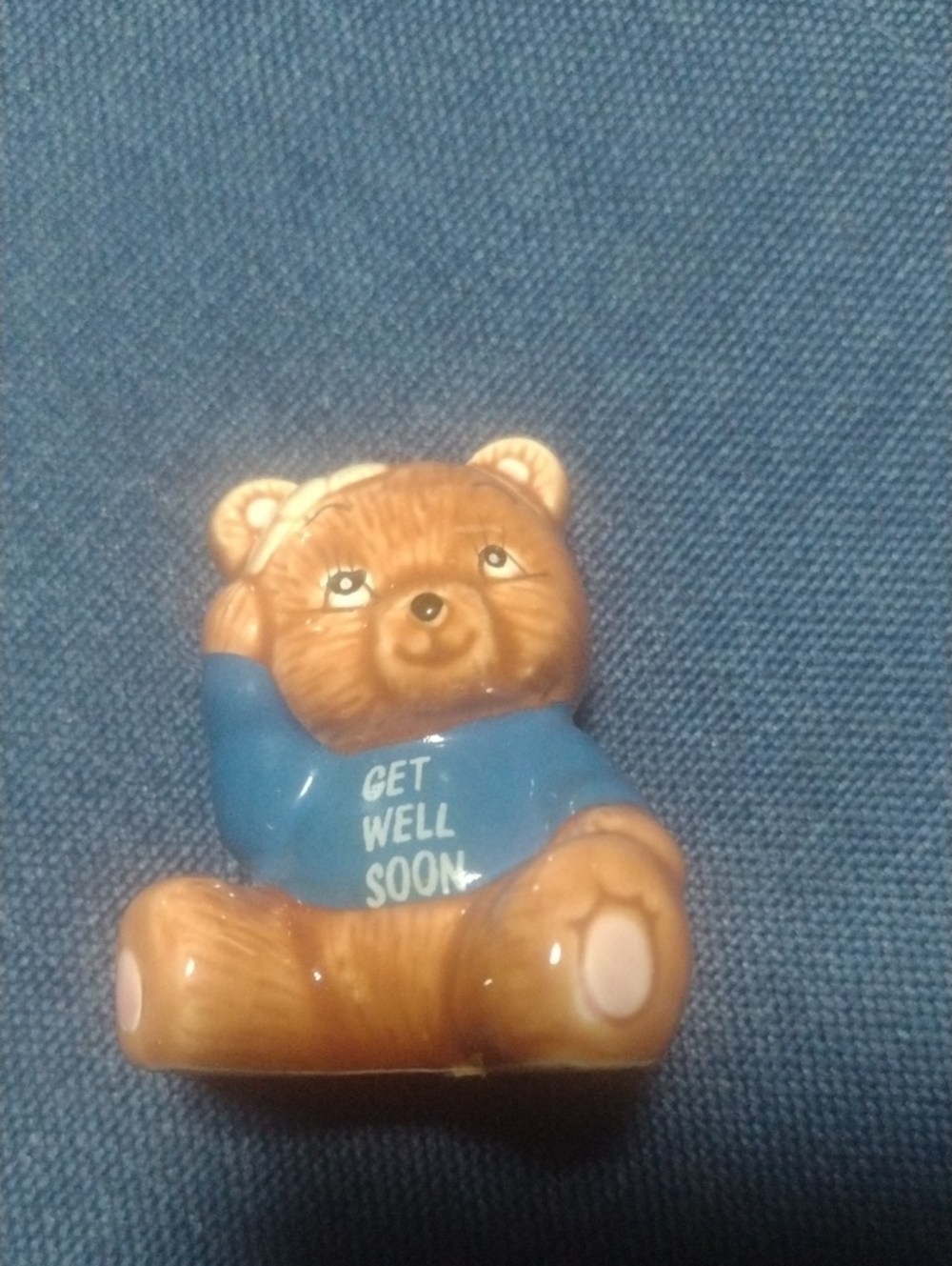 Russ Ceramic Bear Figurine with Gold Logo